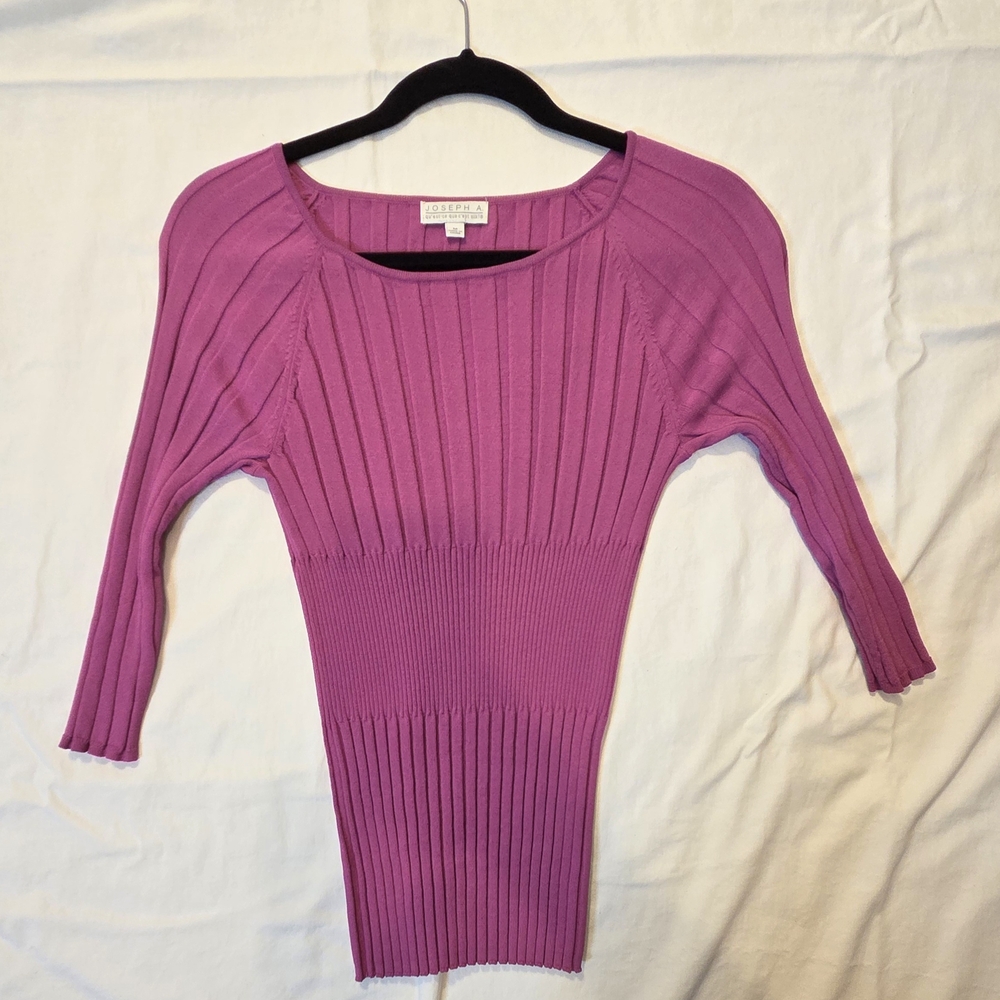Joseph A Magenta Ribbed Blouse